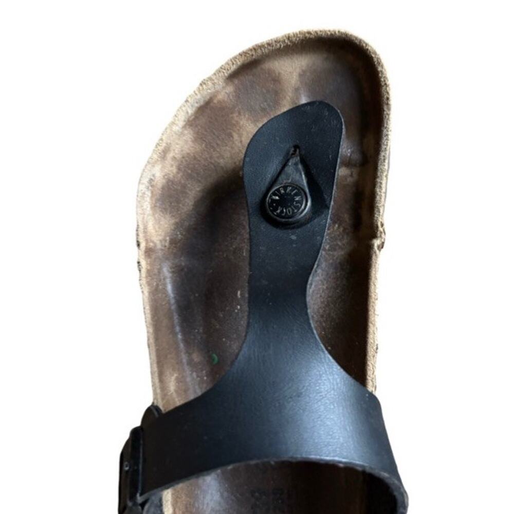 Birkenstock Thong Sandals Size 39 Gizeh Black Worn Used Casual Summer US 8 - Picture 5 of 9